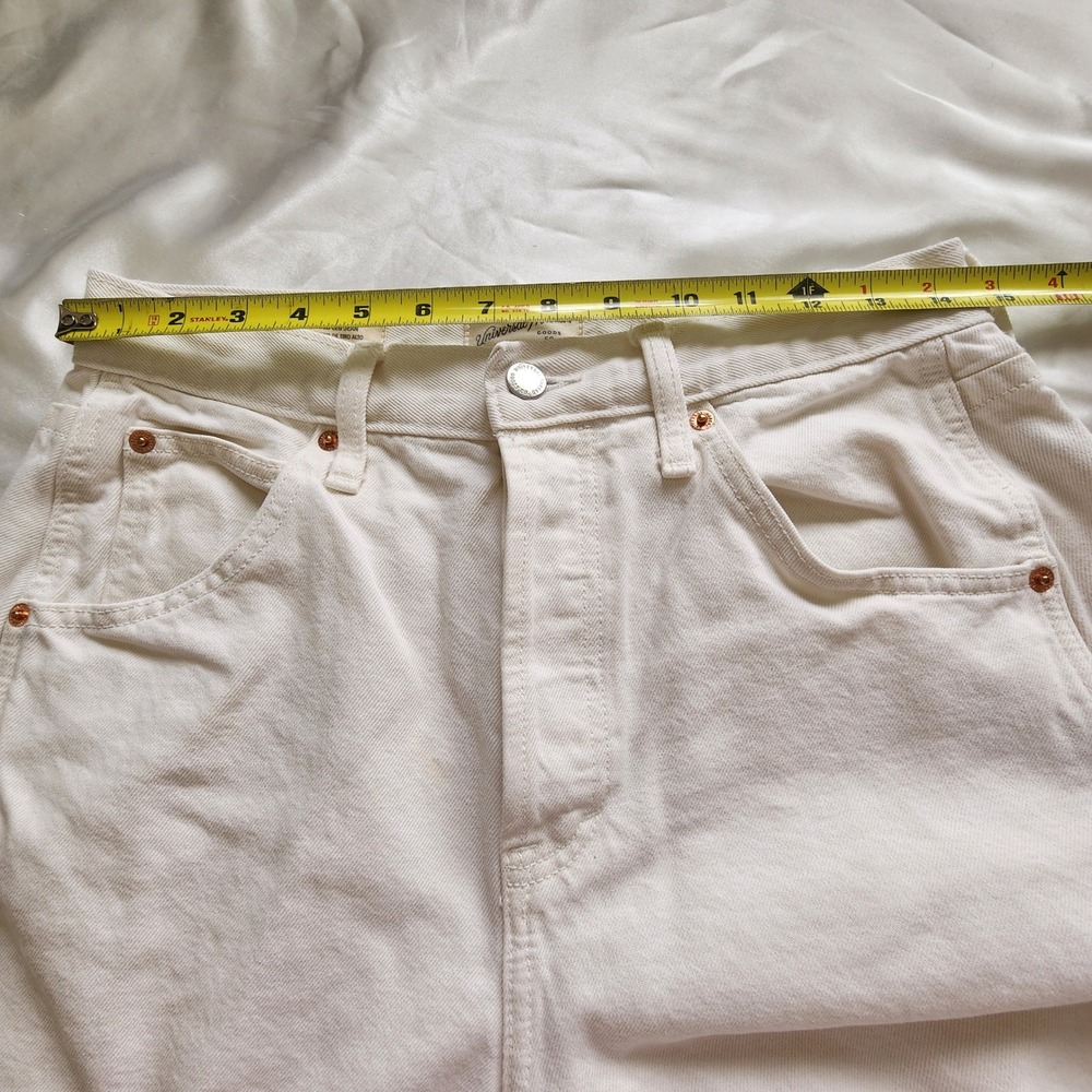 Universal Thread Womens High Rise Curved Leg White Jeans Barrel 6 Coastal Chic - Picture 5 of 7